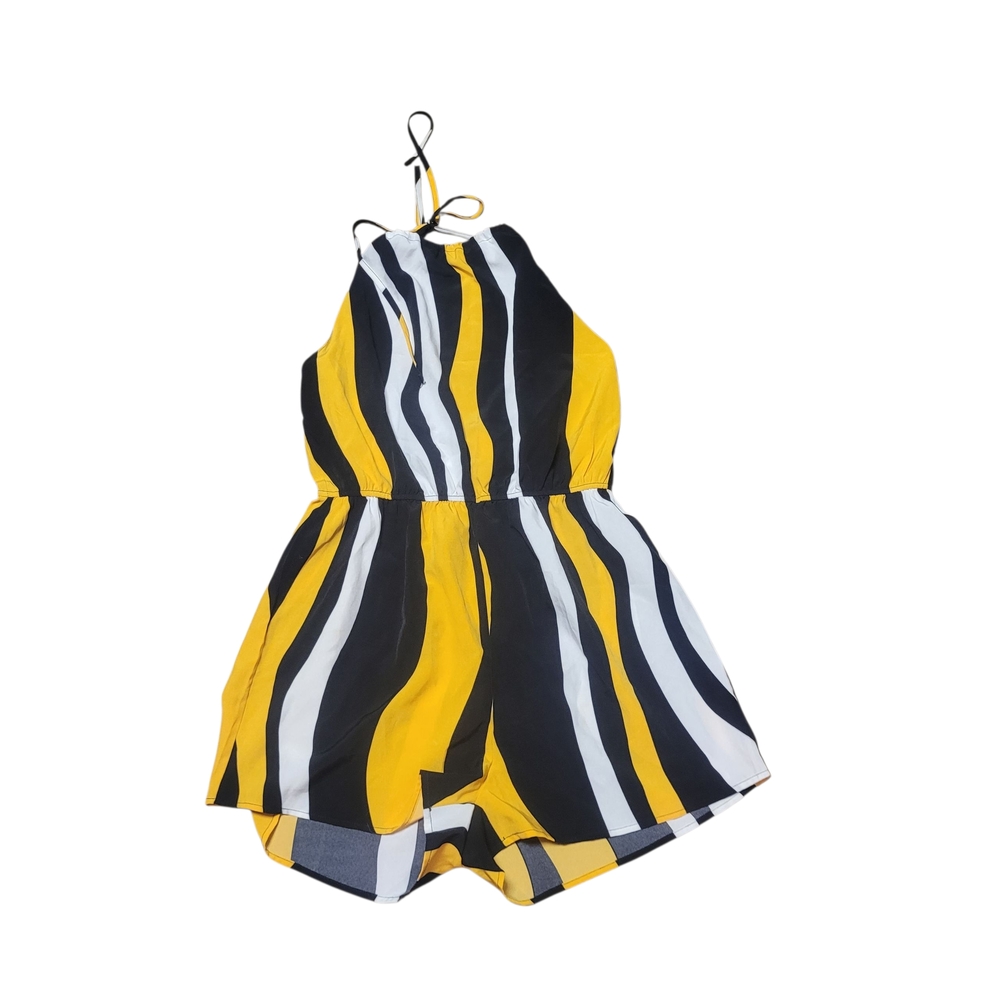 Stylish Yellow and Black Striped Kids Romper